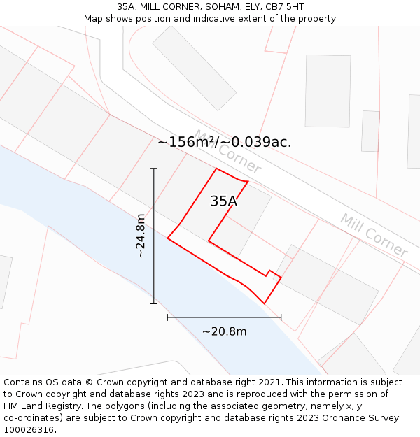 35A, MILL CORNER, SOHAM, ELY, CB7 5HT: Plot and title map