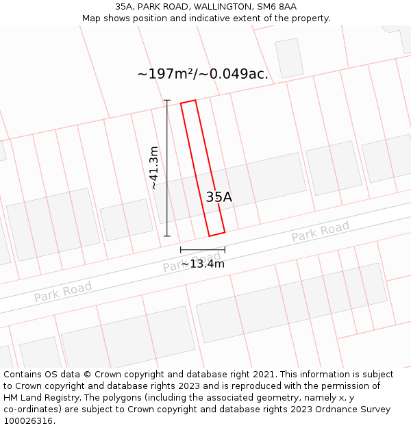 35A, PARK ROAD, WALLINGTON, SM6 8AA: Plot and title map