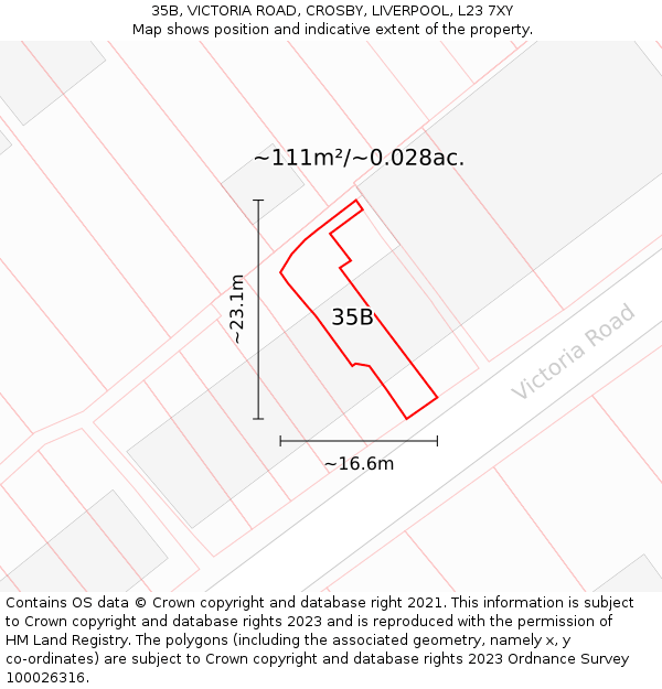35B, VICTORIA ROAD, CROSBY, LIVERPOOL, L23 7XY: Plot and title map