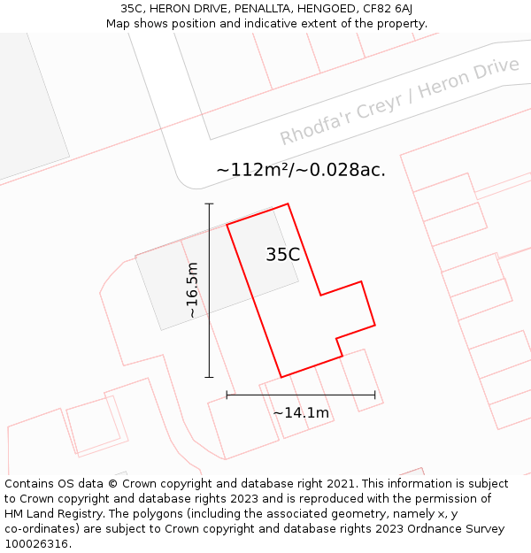 35C, HERON DRIVE, PENALLTA, HENGOED, CF82 6AJ: Plot and title map