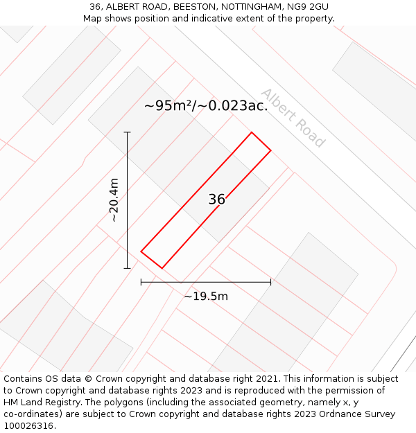 36, ALBERT ROAD, BEESTON, NOTTINGHAM, NG9 2GU: Plot and title map