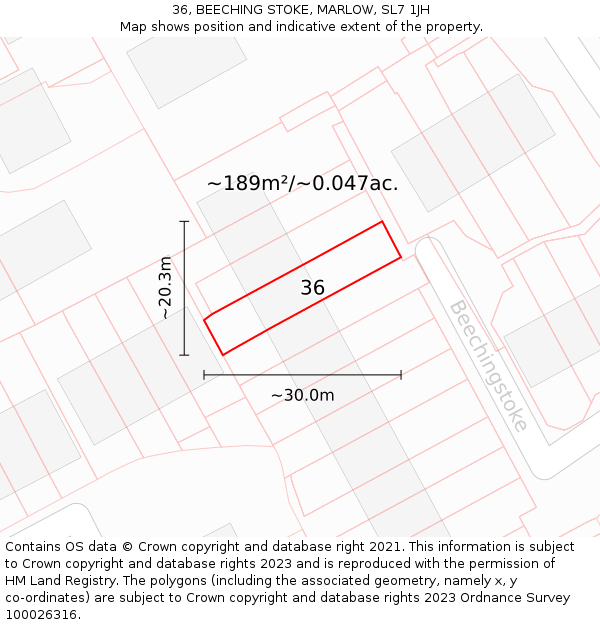 36, BEECHING STOKE, MARLOW, SL7 1JH: Plot and title map