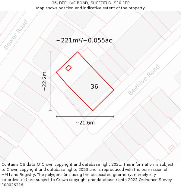36, BEEHIVE ROAD, SHEFFIELD, S10 1EP: Plot and title map