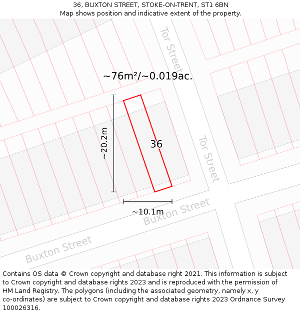 36, BUXTON STREET, STOKE-ON-TRENT, ST1 6BN: Plot and title map