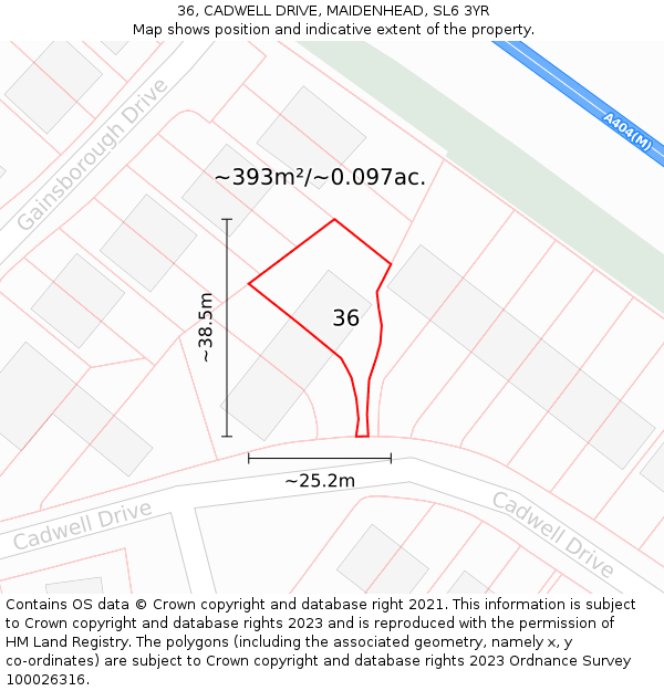 36, CADWELL DRIVE, MAIDENHEAD, SL6 3YR: Plot and title map