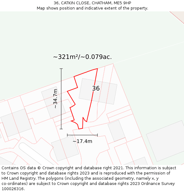 36, CATKIN CLOSE, CHATHAM, ME5 9HP: Plot and title map