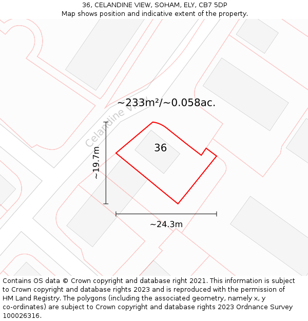 36, CELANDINE VIEW, SOHAM, ELY, CB7 5DP: Plot and title map