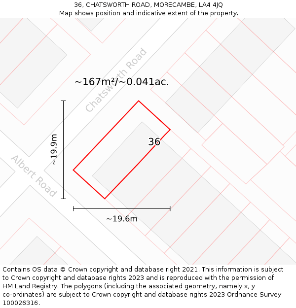 36, CHATSWORTH ROAD, MORECAMBE, LA4 4JQ: Plot and title map