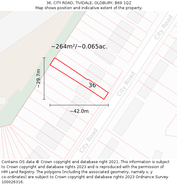 36, CITY ROAD, TIVIDALE, OLDBURY, B69 1QZ: Plot and title map