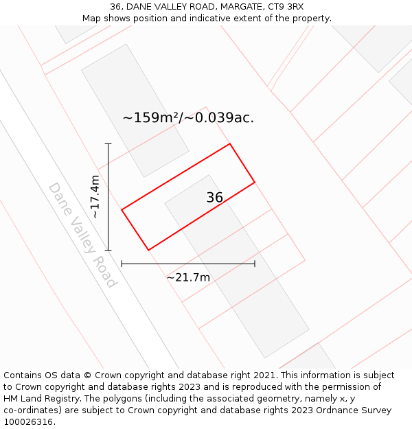 36, DANE VALLEY ROAD, MARGATE, CT9 3RX: Plot and title map