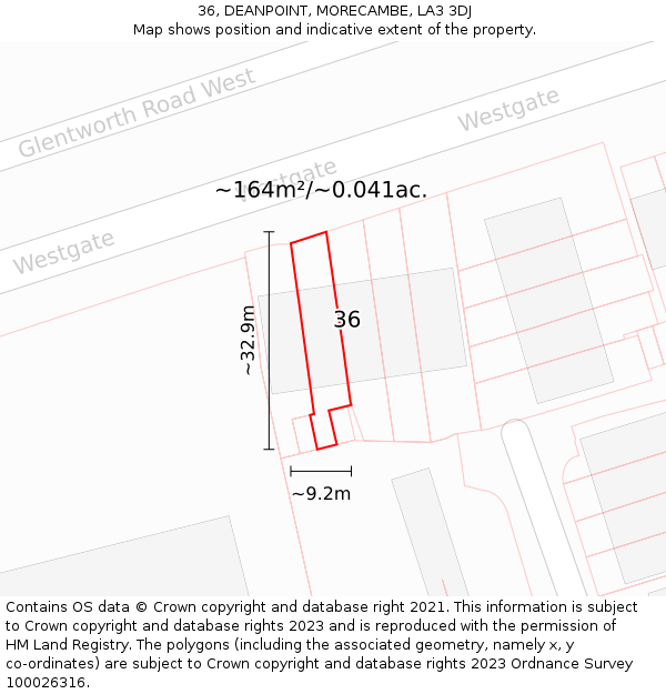 36, DEANPOINT, MORECAMBE, LA3 3DJ: Plot and title map
