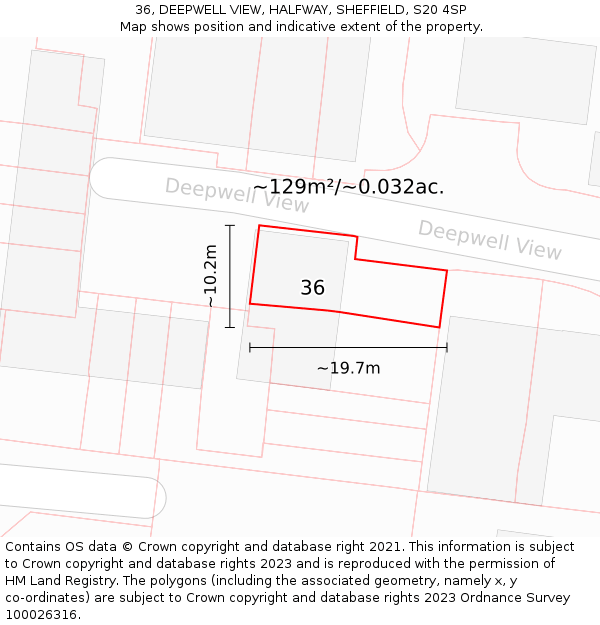 36, DEEPWELL VIEW, HALFWAY, SHEFFIELD, S20 4SP: Plot and title map