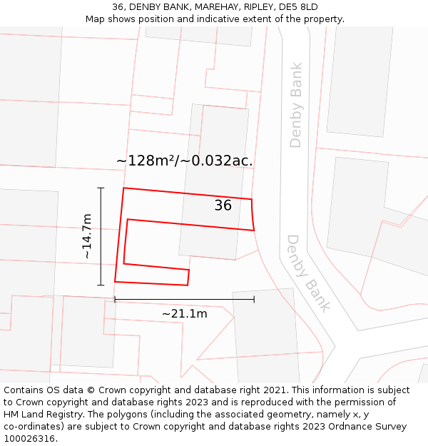 36, DENBY BANK, MAREHAY, RIPLEY, DE5 8LD: Plot and title map