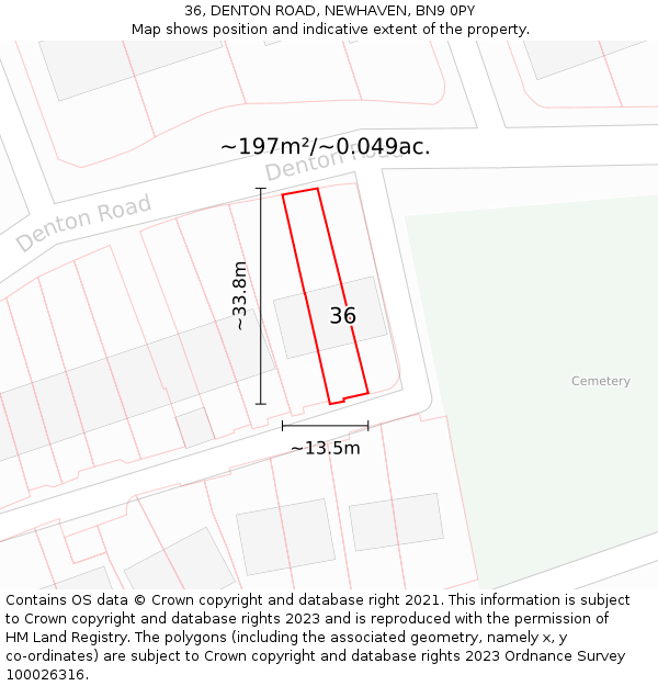 36, DENTON ROAD, NEWHAVEN, BN9 0PY: Plot and title map