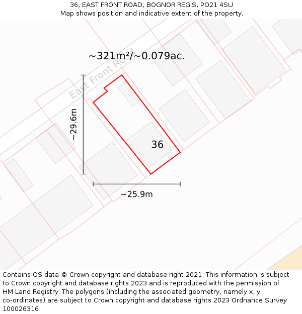 36, EAST FRONT ROAD, BOGNOR REGIS, PO21 4SU: Plot and title map