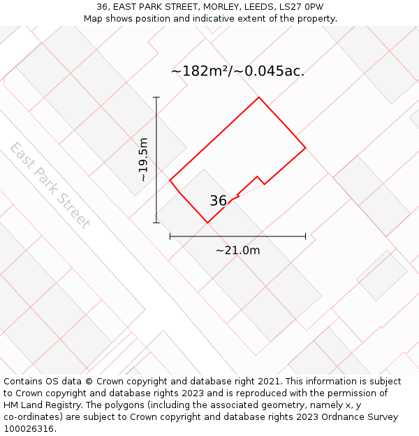 36, EAST PARK STREET, MORLEY, LEEDS, LS27 0PW: Plot and title map