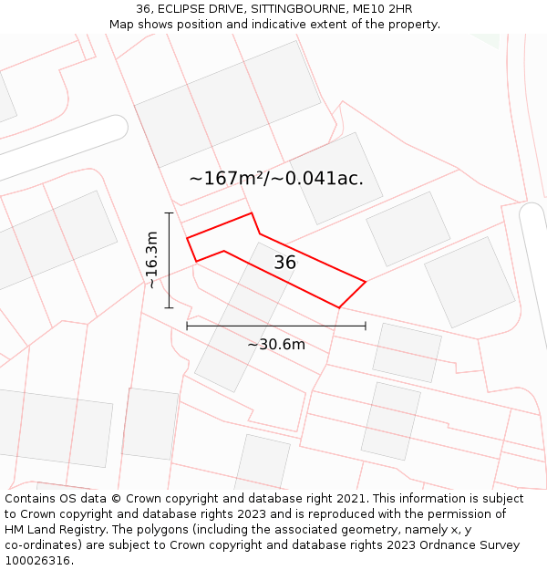 36, ECLIPSE DRIVE, SITTINGBOURNE, ME10 2HR: Plot and title map