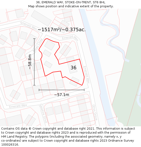 36, EMERALD WAY, STOKE-ON-TRENT, ST6 8HL: Plot and title map