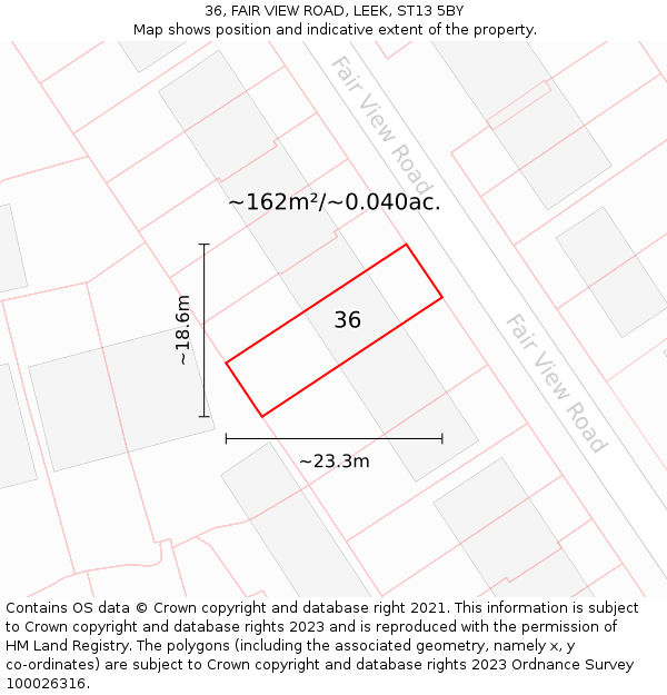 36, FAIR VIEW ROAD, LEEK, ST13 5BY: Plot and title map