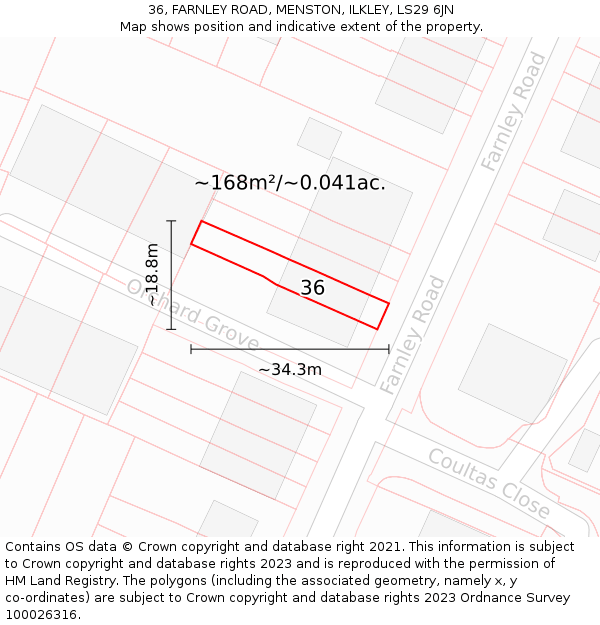 36, FARNLEY ROAD, MENSTON, ILKLEY, LS29 6JN: Plot and title map