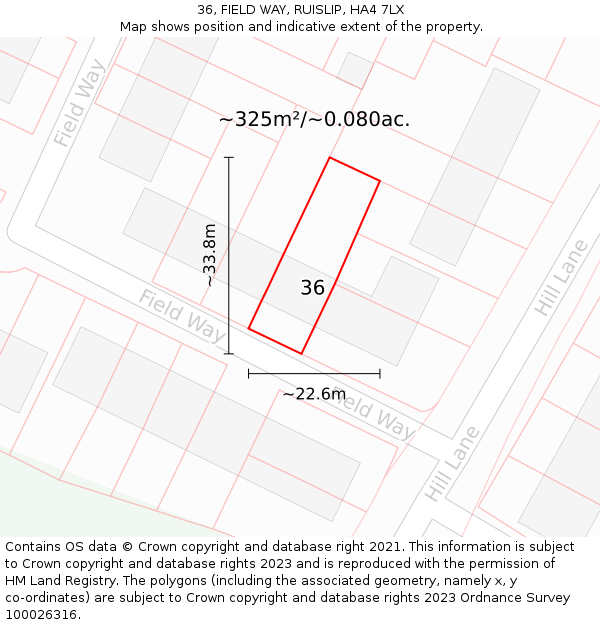 36, FIELD WAY, RUISLIP, HA4 7LX: Plot and title map