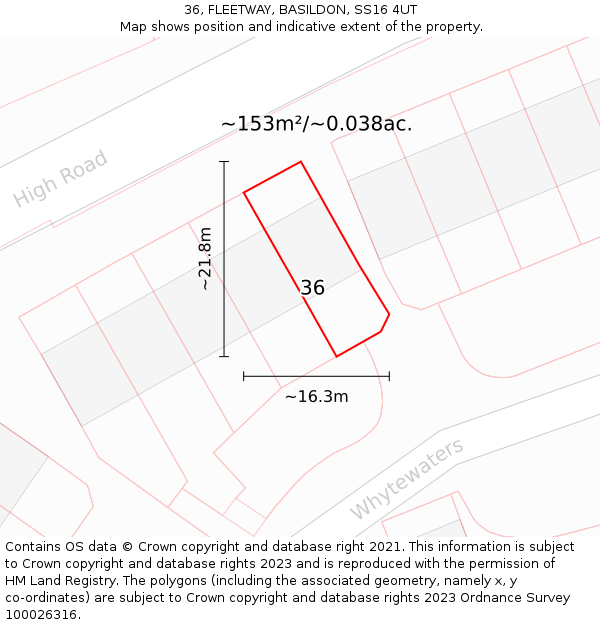 36, FLEETWAY, BASILDON, SS16 4UT: Plot and title map
