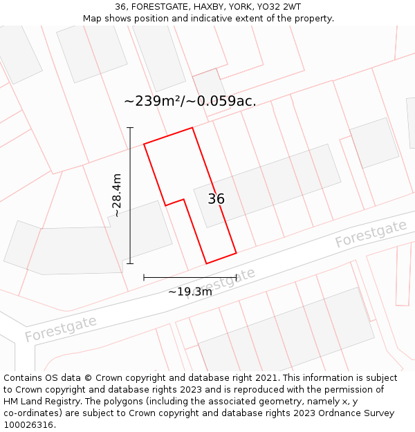36, FORESTGATE, HAXBY, YORK, YO32 2WT: Plot and title map
