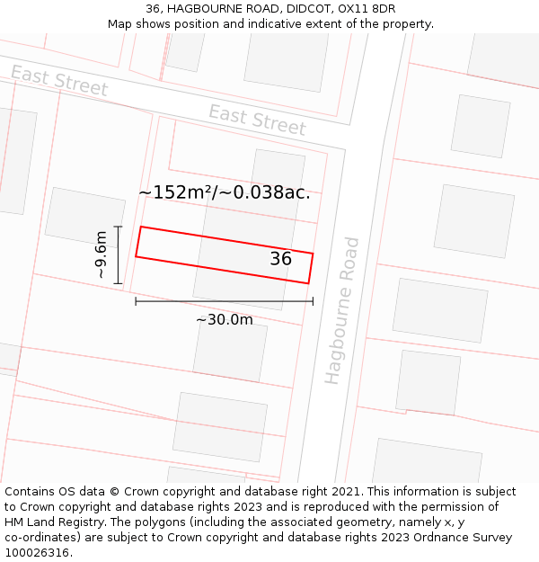36, HAGBOURNE ROAD, DIDCOT, OX11 8DR: Plot and title map