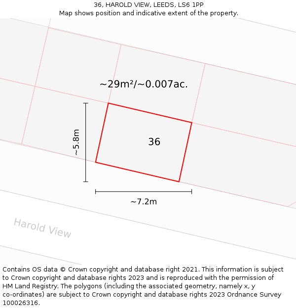 36, HAROLD VIEW, LEEDS, LS6 1PP: Plot and title map