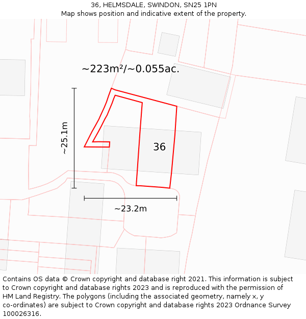 36, HELMSDALE, SWINDON, SN25 1PN: Plot and title map