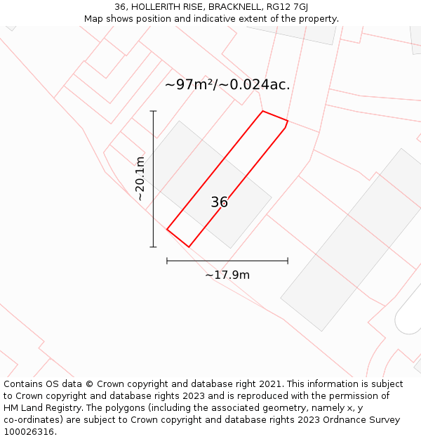 36, HOLLERITH RISE, BRACKNELL, RG12 7GJ: Plot and title map