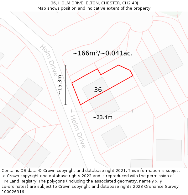 36, HOLM DRIVE, ELTON, CHESTER, CH2 4RJ: Plot and title map