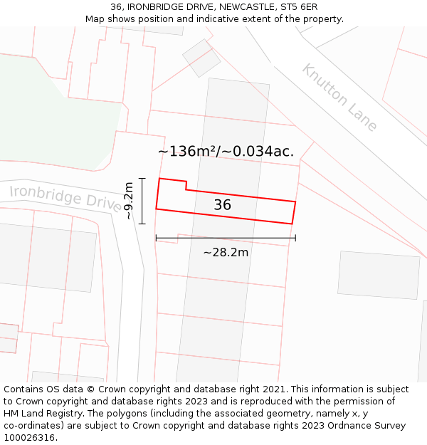 36, IRONBRIDGE DRIVE, NEWCASTLE, ST5 6ER: Plot and title map