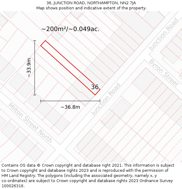 36, JUNCTION ROAD, NORTHAMPTON, NN2 7JA: Plot and title map