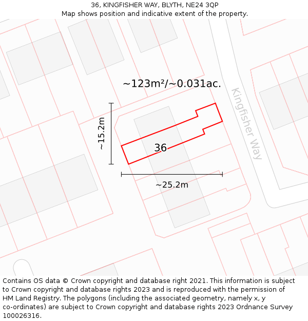 36, KINGFISHER WAY, BLYTH, NE24 3QP: Plot and title map