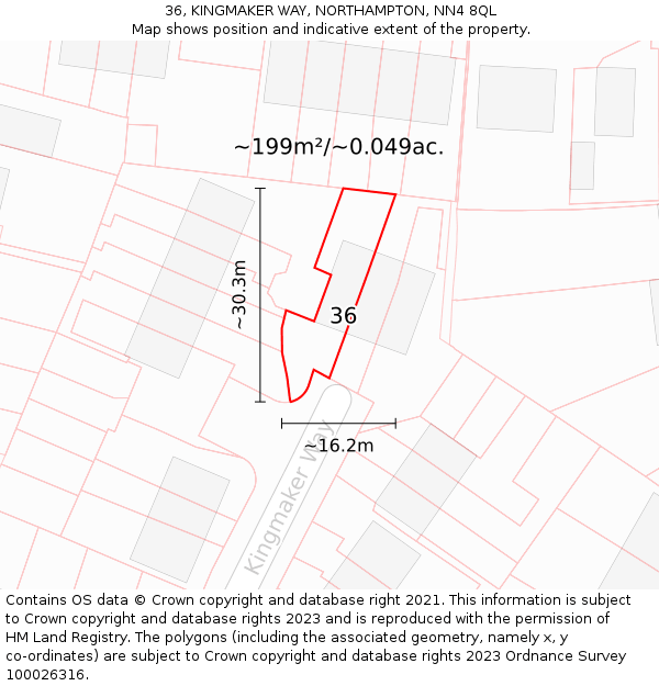 36, KINGMAKER WAY, NORTHAMPTON, NN4 8QL: Plot and title map