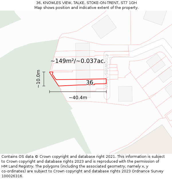 36, KNOWLES VIEW, TALKE, STOKE-ON-TRENT, ST7 1GH: Plot and title map