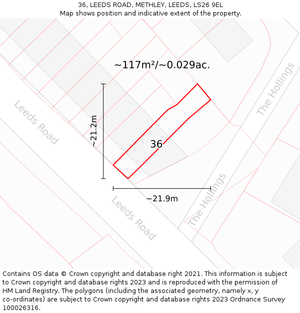 36, LEEDS ROAD, METHLEY, LEEDS, LS26 9EL: Plot and title map