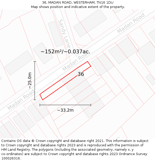 36, MADAN ROAD, WESTERHAM, TN16 1DU: Plot and title map