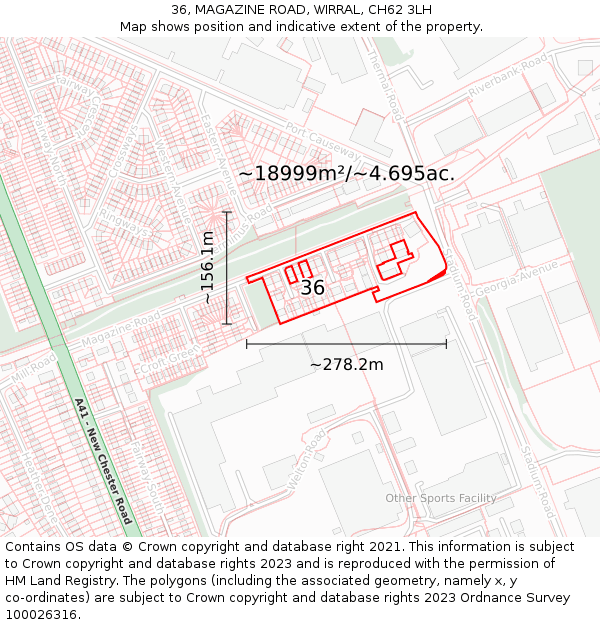 36, MAGAZINE ROAD, WIRRAL, CH62 3LH: Plot and title map