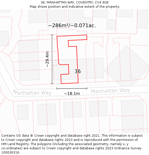 36, MANHATTAN WAY, COVENTRY, CV4 9GE: Plot and title map