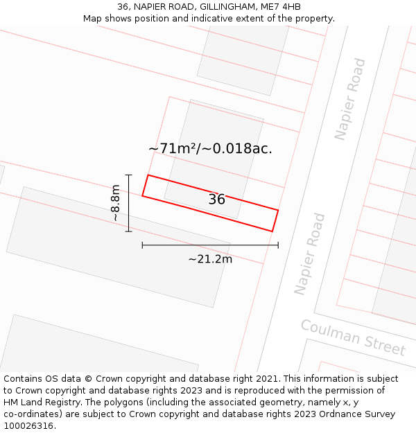 36, NAPIER ROAD, GILLINGHAM, ME7 4HB: Plot and title map