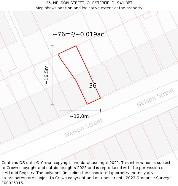36, NELSON STREET, CHESTERFIELD, S41 8RT: Plot and title map
