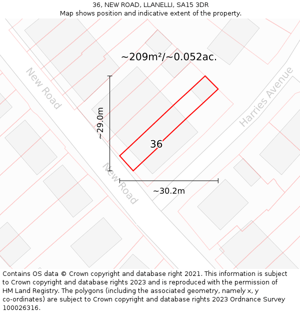 36, NEW ROAD, LLANELLI, SA15 3DR: Plot and title map