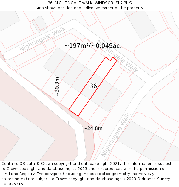 36, NIGHTINGALE WALK, WINDSOR, SL4 3HS: Plot and title map