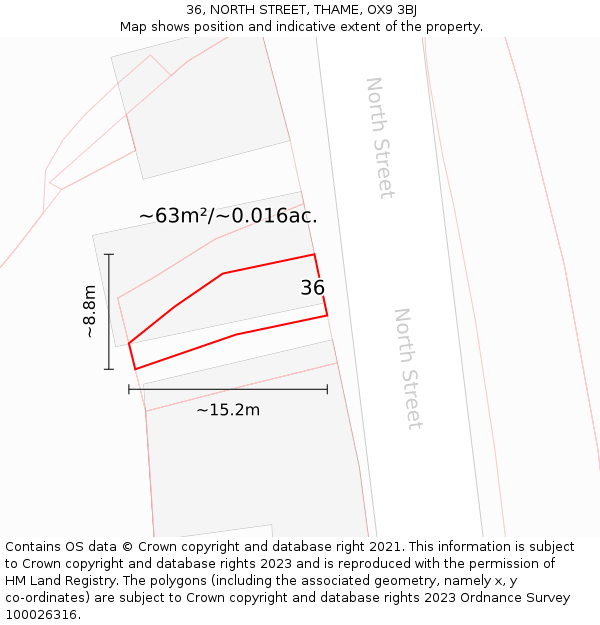 36, NORTH STREET, THAME, OX9 3BJ: Plot and title map