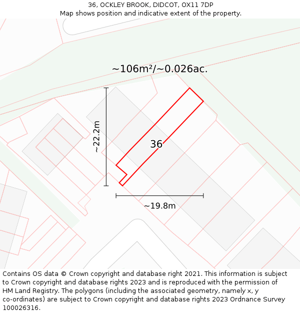 36, OCKLEY BROOK, DIDCOT, OX11 7DP: Plot and title map