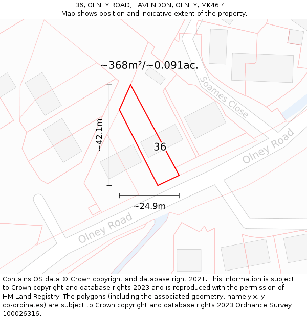 36, OLNEY ROAD, LAVENDON, OLNEY, MK46 4ET: Plot and title map