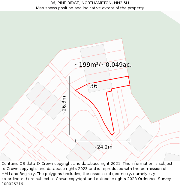 36, PINE RIDGE, NORTHAMPTON, NN3 5LL: Plot and title map