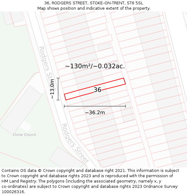 36, RODGERS STREET, STOKE-ON-TRENT, ST6 5SL: Plot and title map